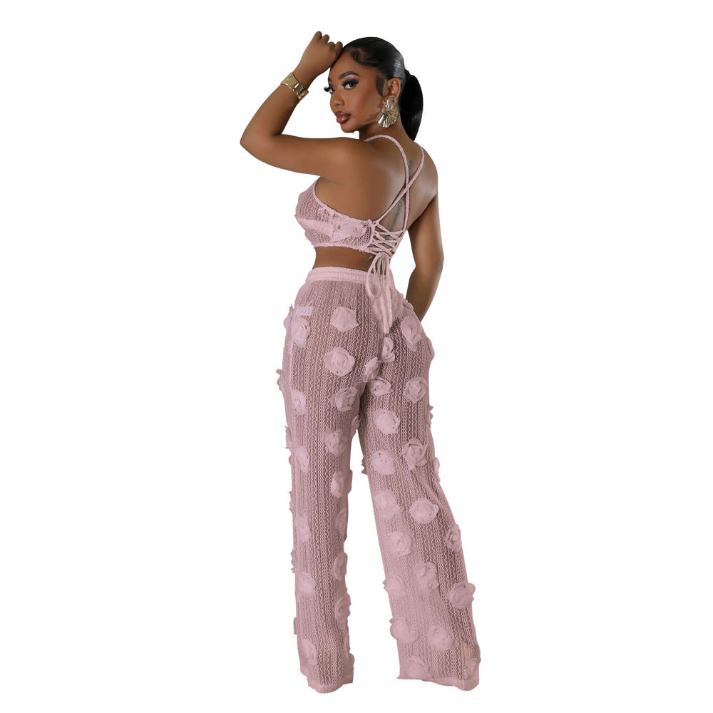 MB1214 Sheer 3D Rose Two Piece Set