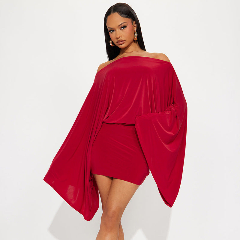 MB1063 Balloon Sleeve Top & Bodycon Skirt Two - Piece Set