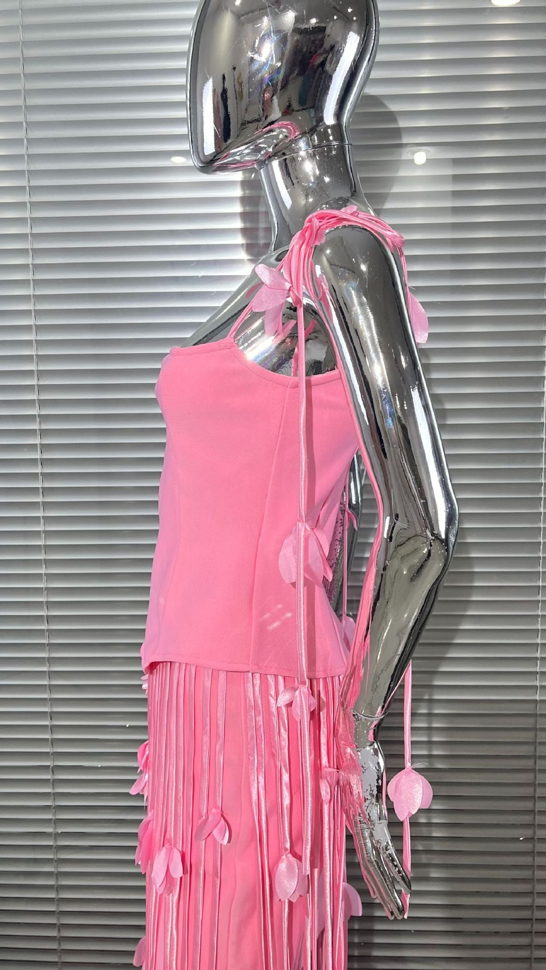 MB2107 Floral Fringe Tassel Bandage Mini Dress, Party Cocktail Gown