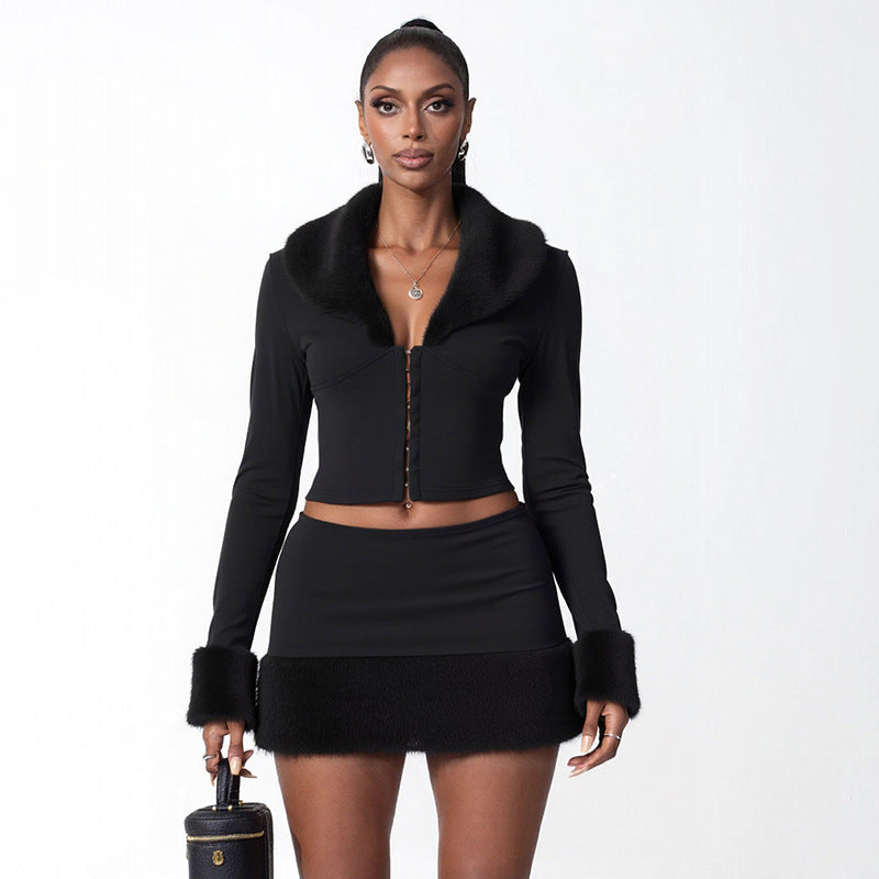 MB10102 Women's Faux Shearling Two-Piece Set