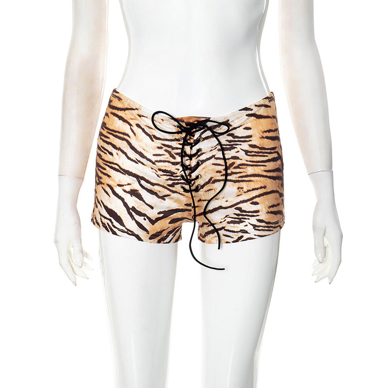 MB1030 Tiger Print High-Waist Shorts