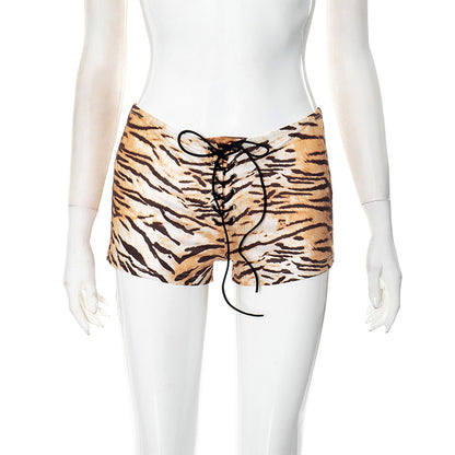 MB1030 Tiger Print High-Waist Shorts