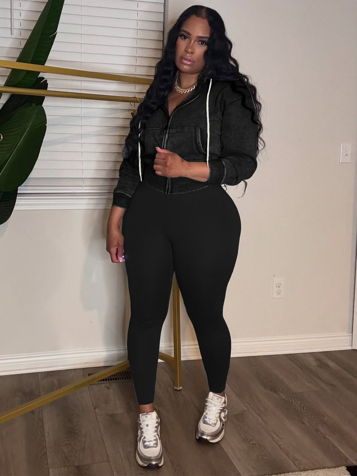 MB1710 Women's Fleece Hoodie & High-Waisted Yoga Pants Two-Piece Set