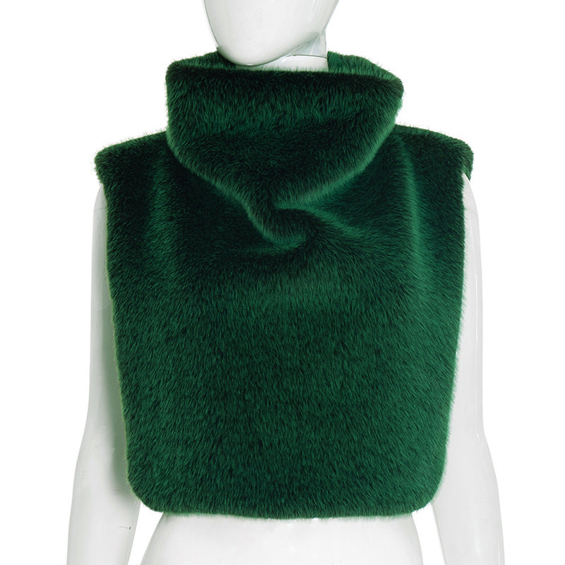 MB10136 Women’s Faux Fur Sleeveless Crop Vest