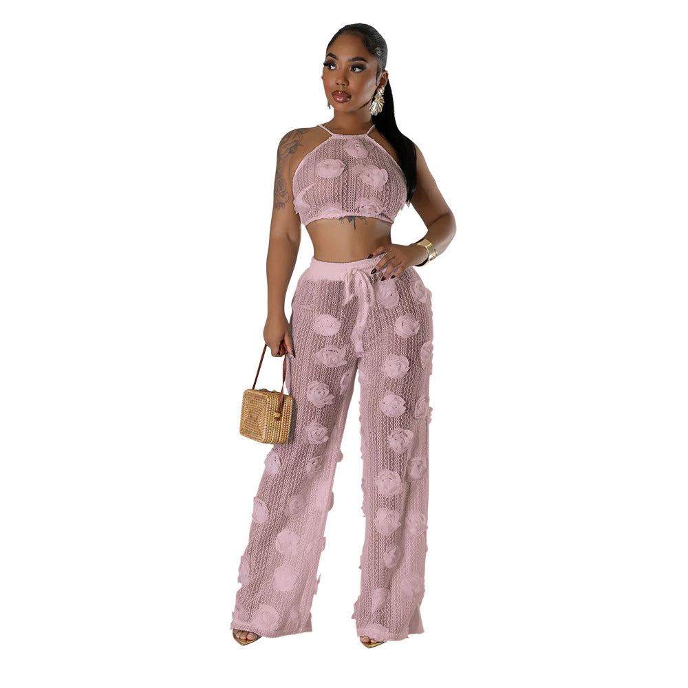 MB1214 Sheer 3D Rose Two Piece Set