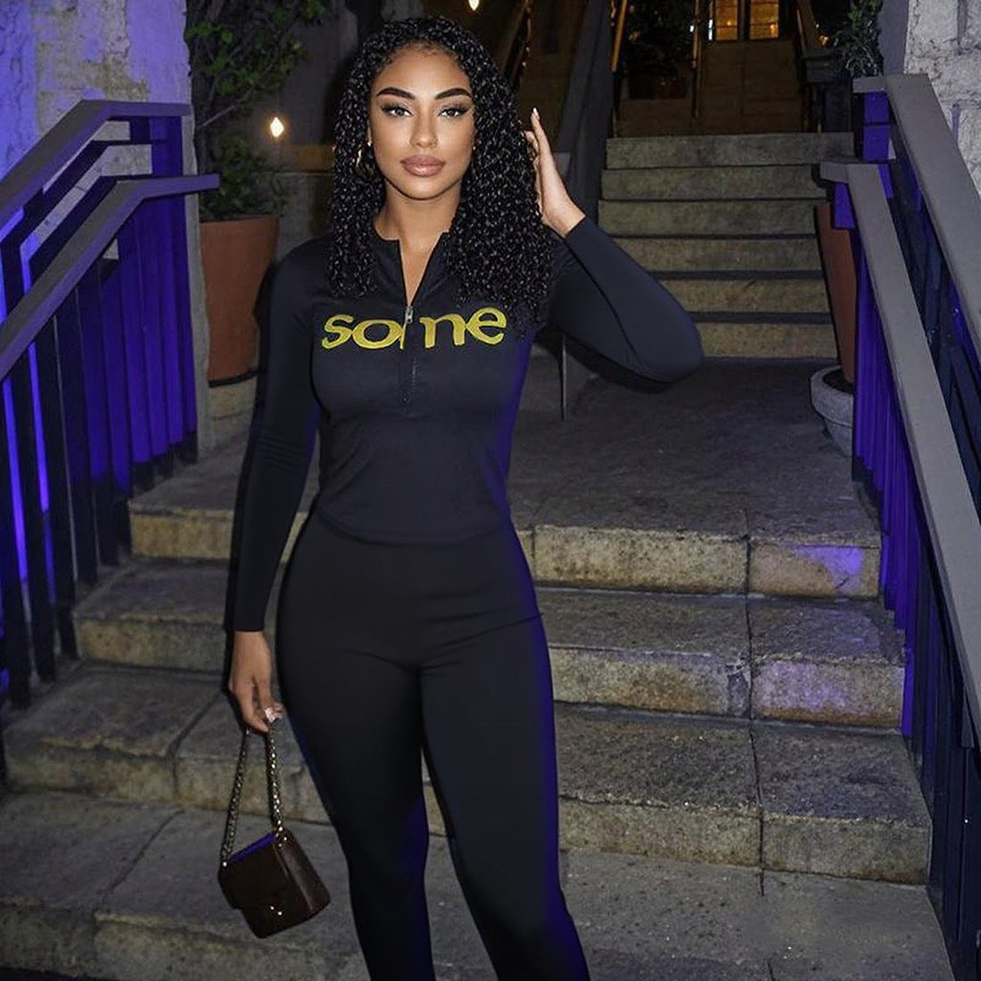 MB1513 Letter Print Two-Piece Tracksuit Women’s Loungewear