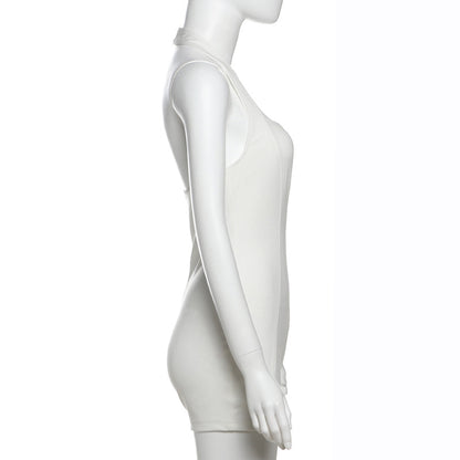 MB1101 Solid Color Halter Backlaess Jumpsuit