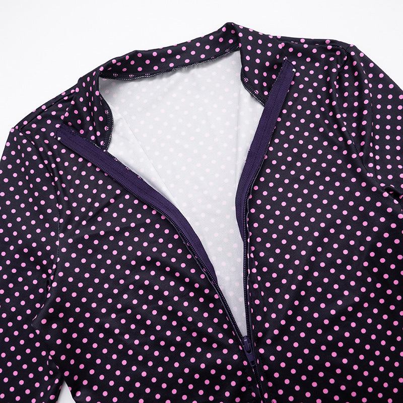 MB1079 Polka Dot Long-Sleeve Two-Piece Set for Women