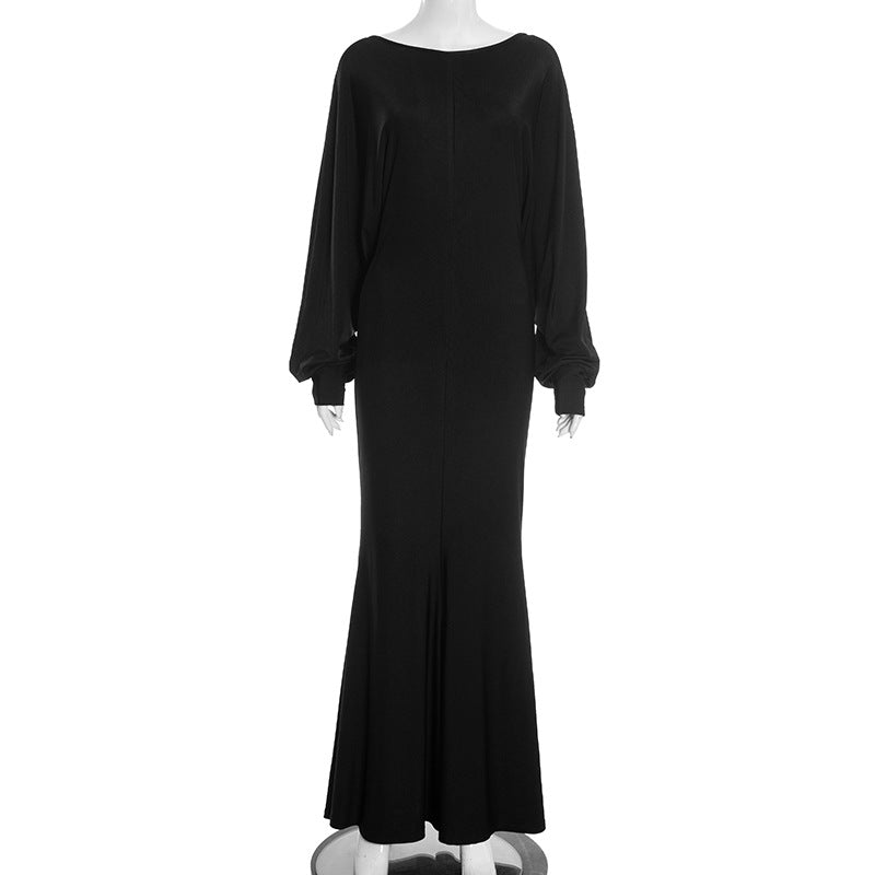 MB1405 Long Sleeve Backless Maxi Dress for Women