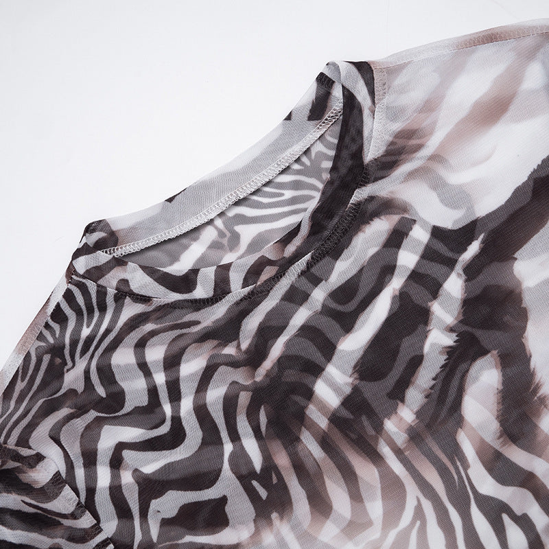 MB10190 Women Zebra‑Leopard Gradient Print 2‑Piece Outfit
