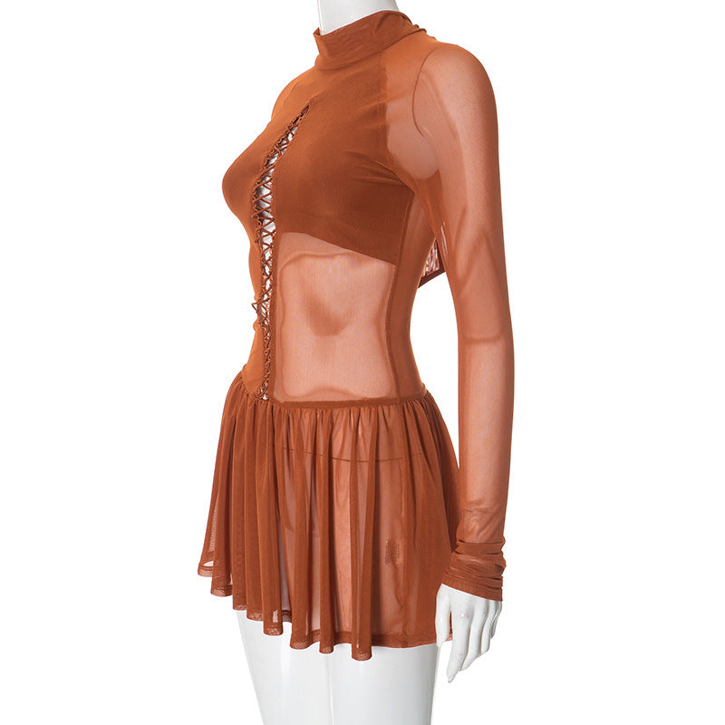 MB1019 Bodycon Party Dress with Flared Skirt for Women