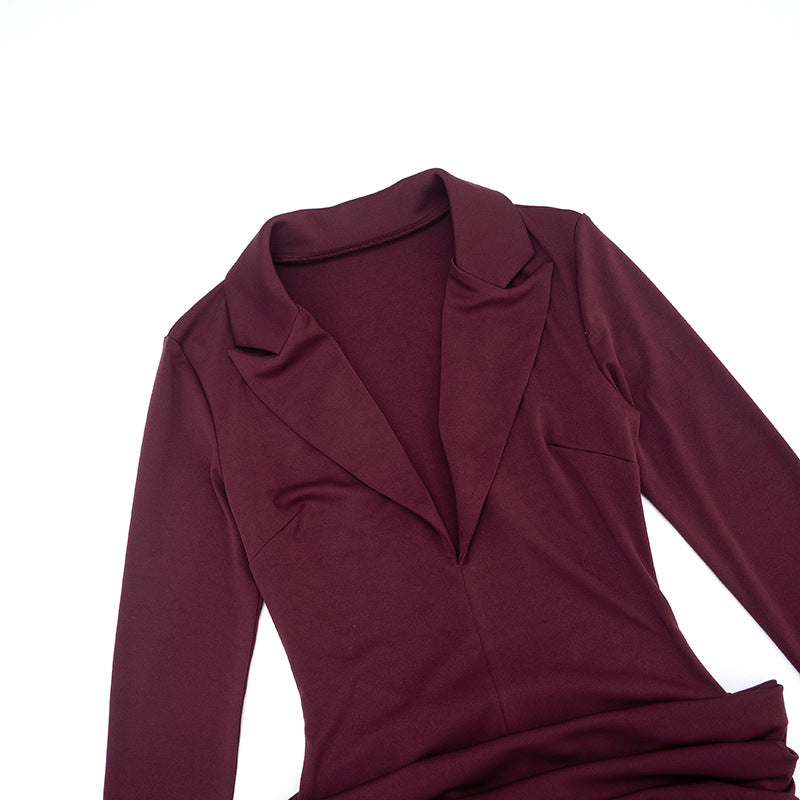 MB1438 Women's Deep V-Neck Ruched Bodycon Mini Dress