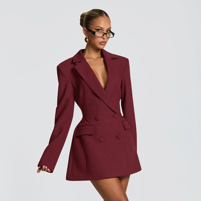 MB1432 Double-Breasted Fitted Blazer Dress