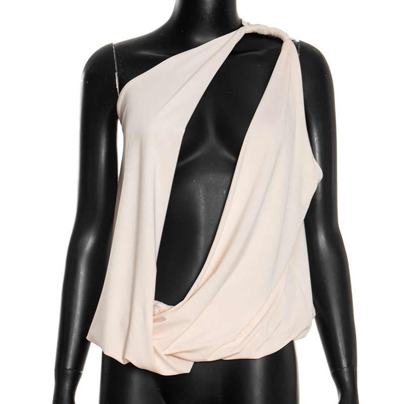 MB10161 Women's Halter Neck Deep V Plunge Front Sleeveless Crop Top