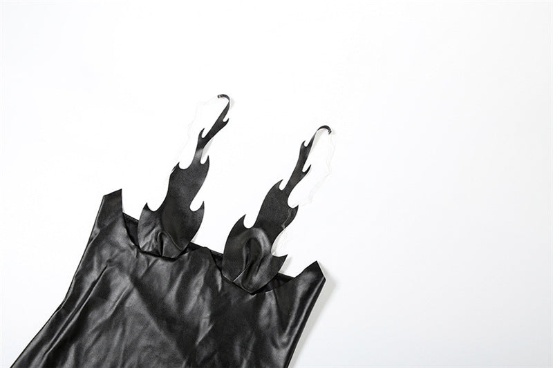 MB1511 Black Faux Leather Bodycon Midi Dress