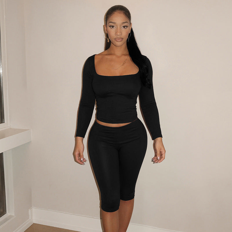 MB1443 Women's Sporty 2-Piece Set: Crop Top & Capri Leggings