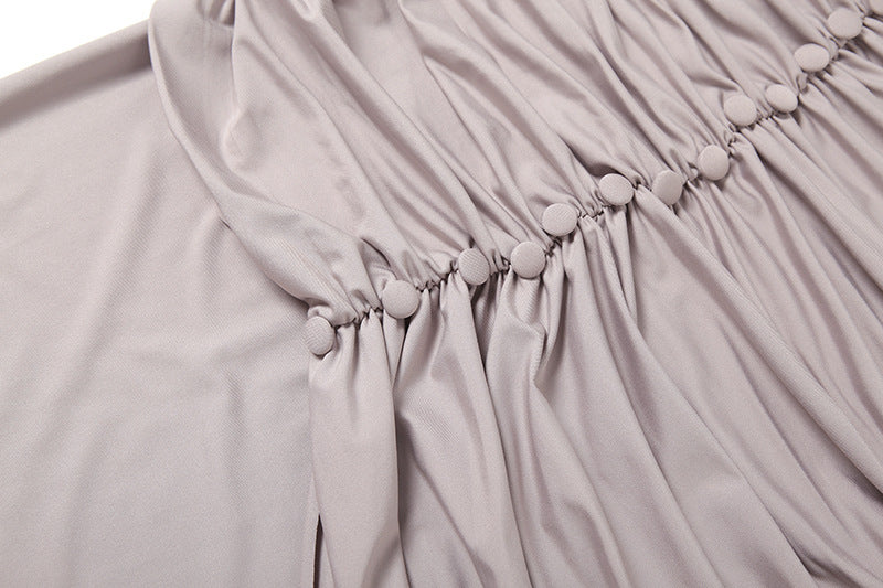 MB1127 Turtleneck Long Sleeve Ruched Mermaid Evening Gown