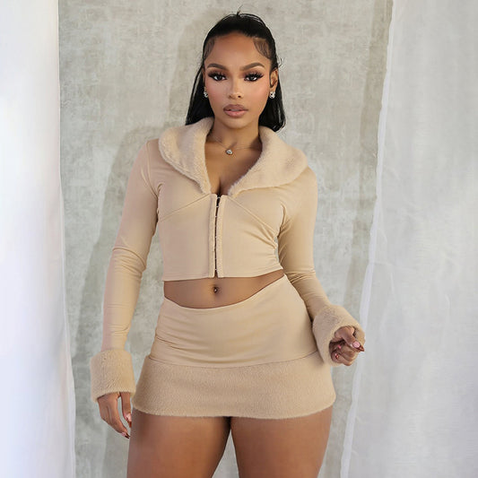 MB10102 Women's Faux Shearling Two-Piece Set