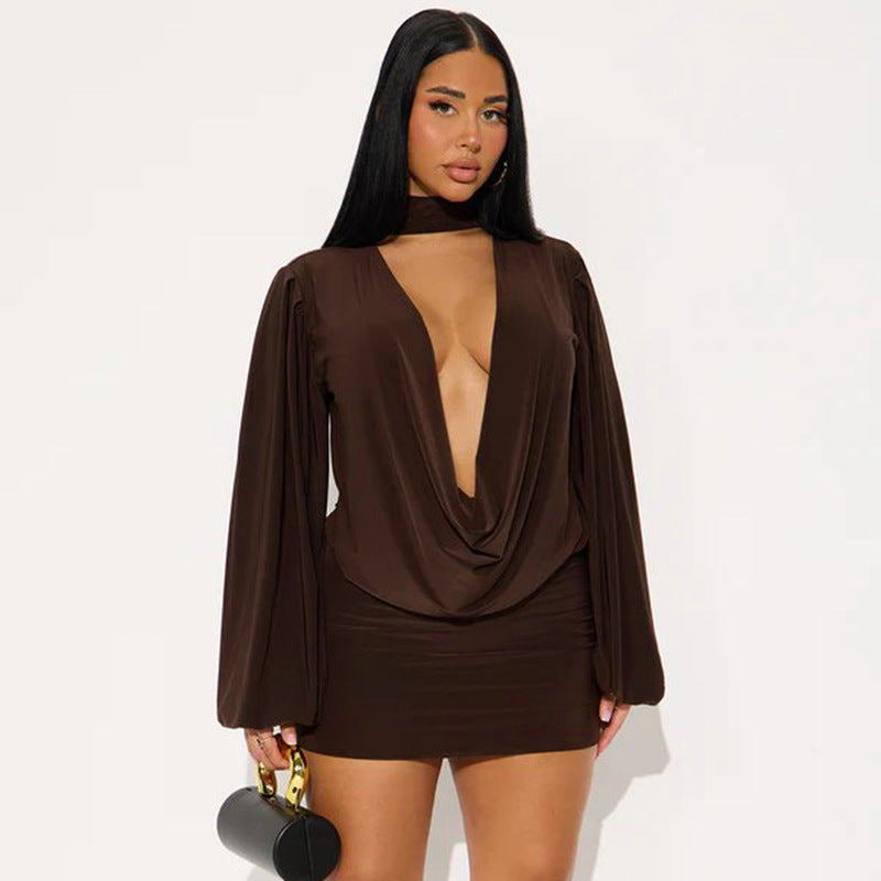 MB1068 Women's Halter Neck Top and Mini Skirt Two-Piece Set