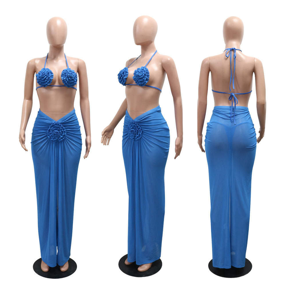 MB1206 Women's 3D Floral Bikini Three-Piece Set