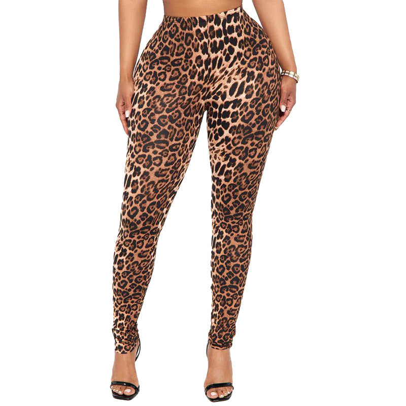 MB1074 Leopard Print Skinny Pants for Women