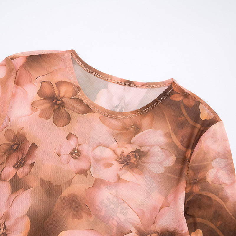 MB1046 Women's Floral Mesh Two-Piece Set