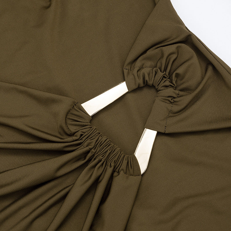 MB1426 Long Sleeve Cutout Mini Dress with Ruched Detail