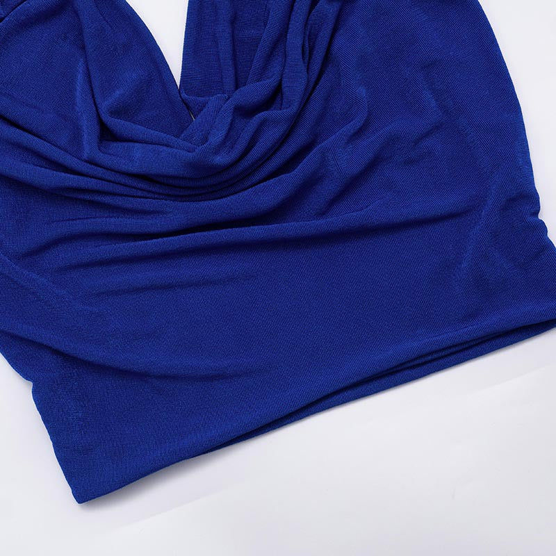 MB1055 Women's Draped Neck Top and Skinny Pants Two-Piece Set