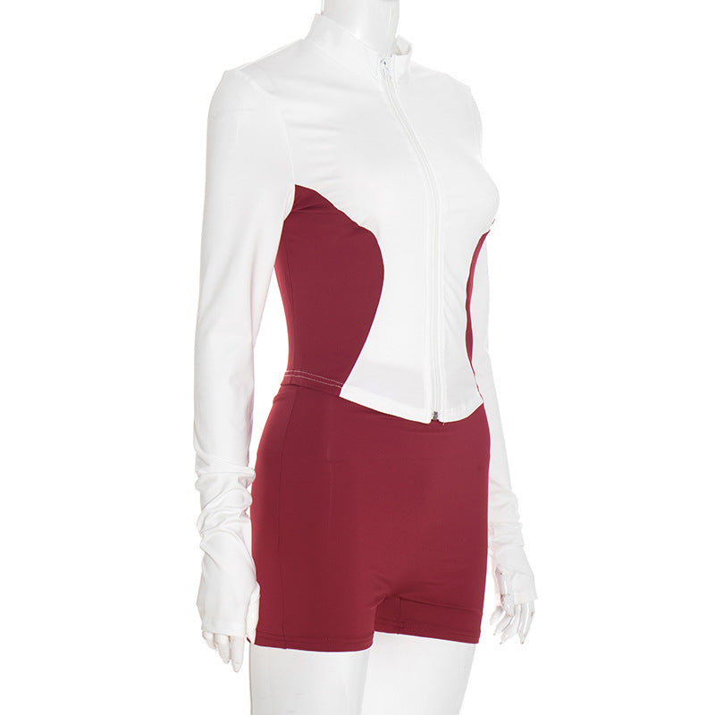 MB1029 Color-Block Two-Piece Set for Women