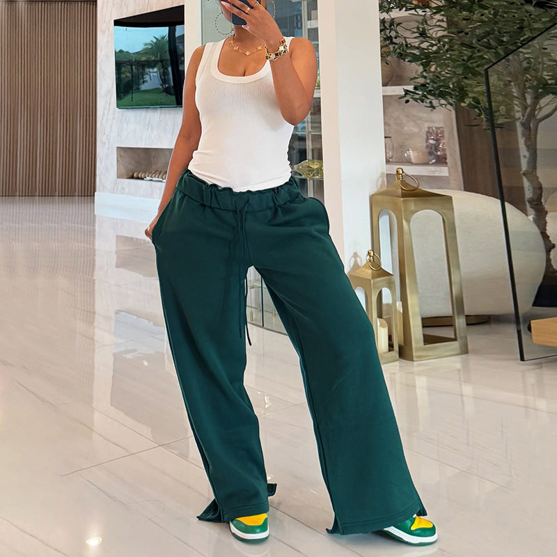 MB1039 Women's High Waist Drawstring Wide Leg Pants