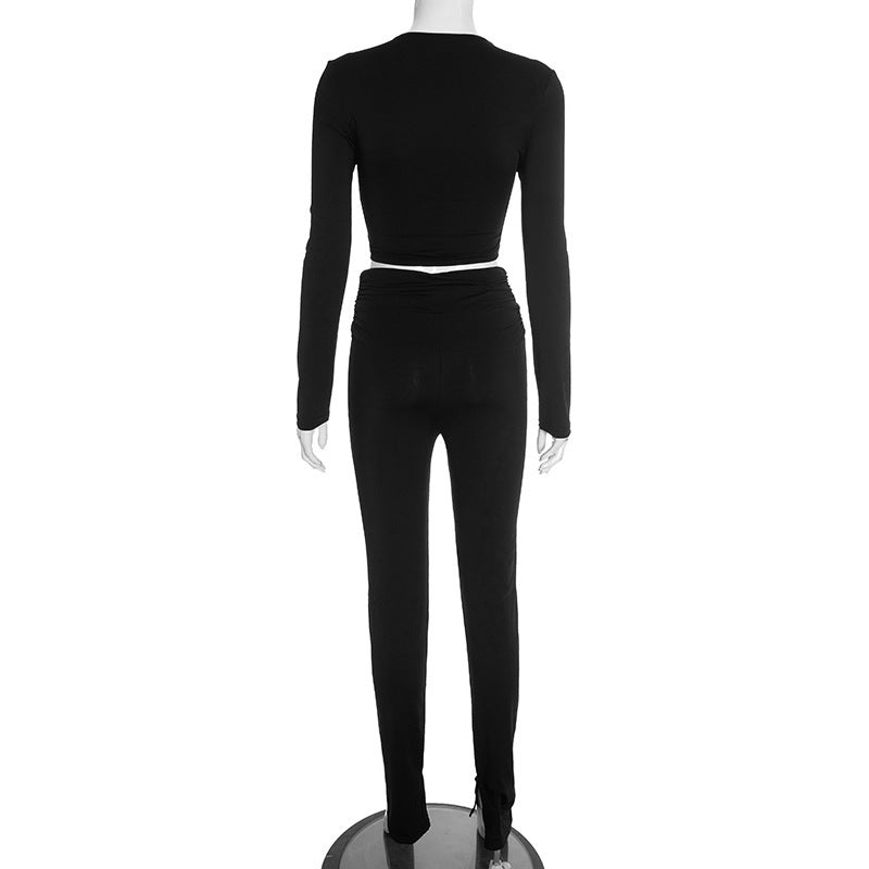 MB1096 Women's 2-Piece Outfit Set - Crop Top & High-Waist Pants