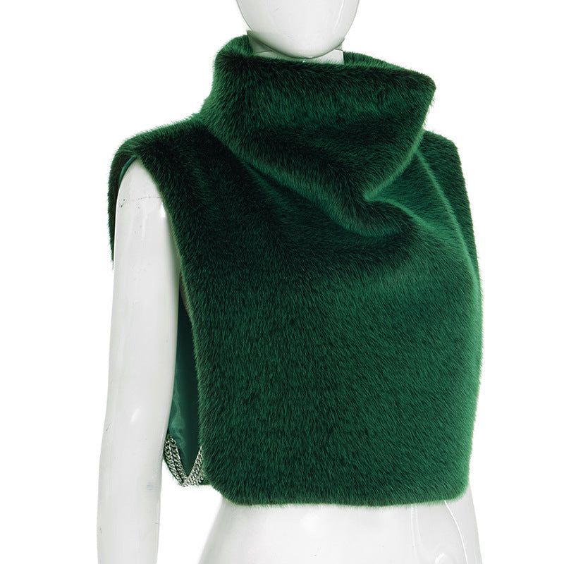 MB10136 Women’s Faux Fur Sleeveless Crop Vest