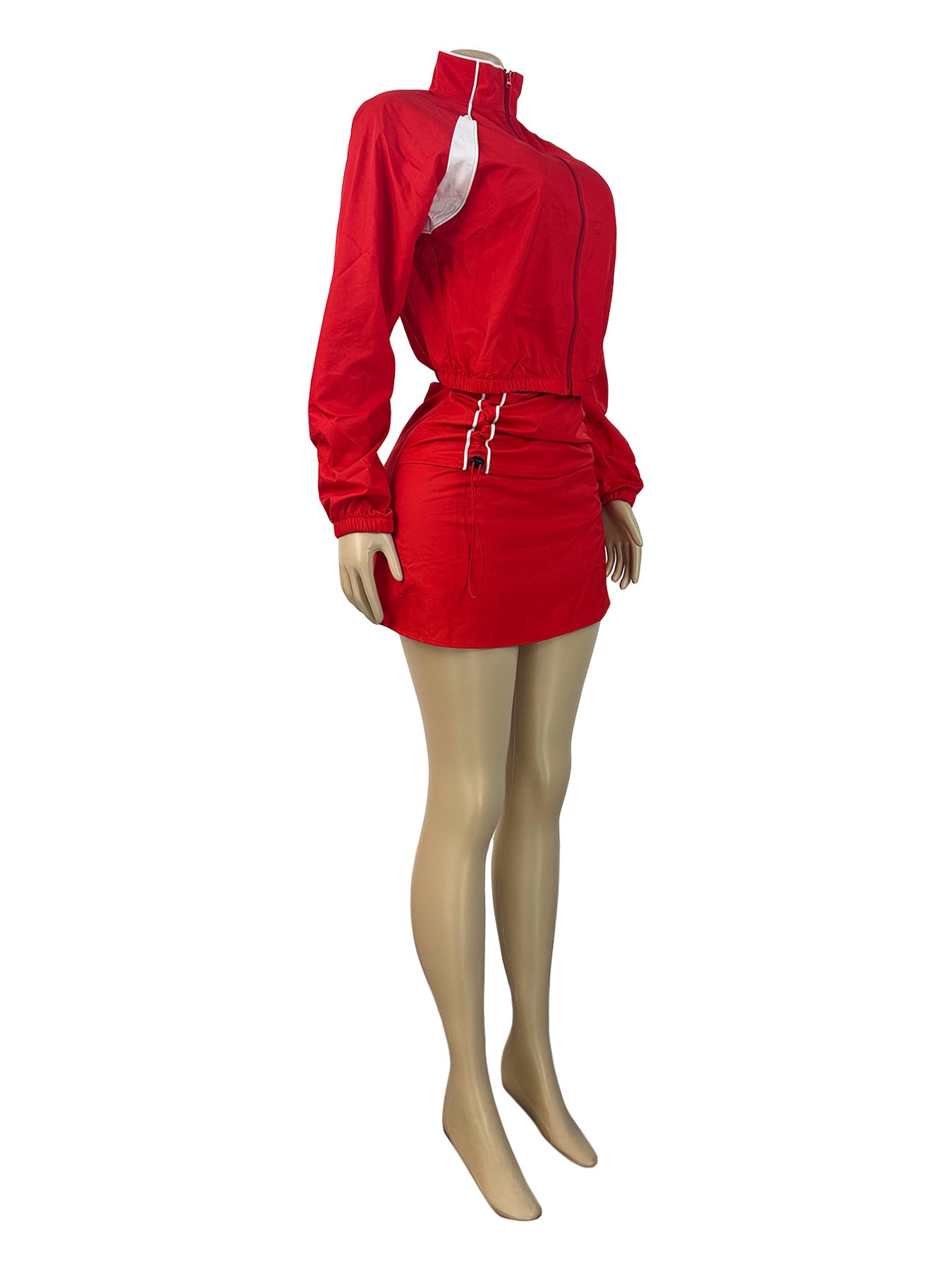 MB1728 Two Piece Tracksuit Set – Zip Up Crop Jacket & Lace Up Skort with Built-in Shorts