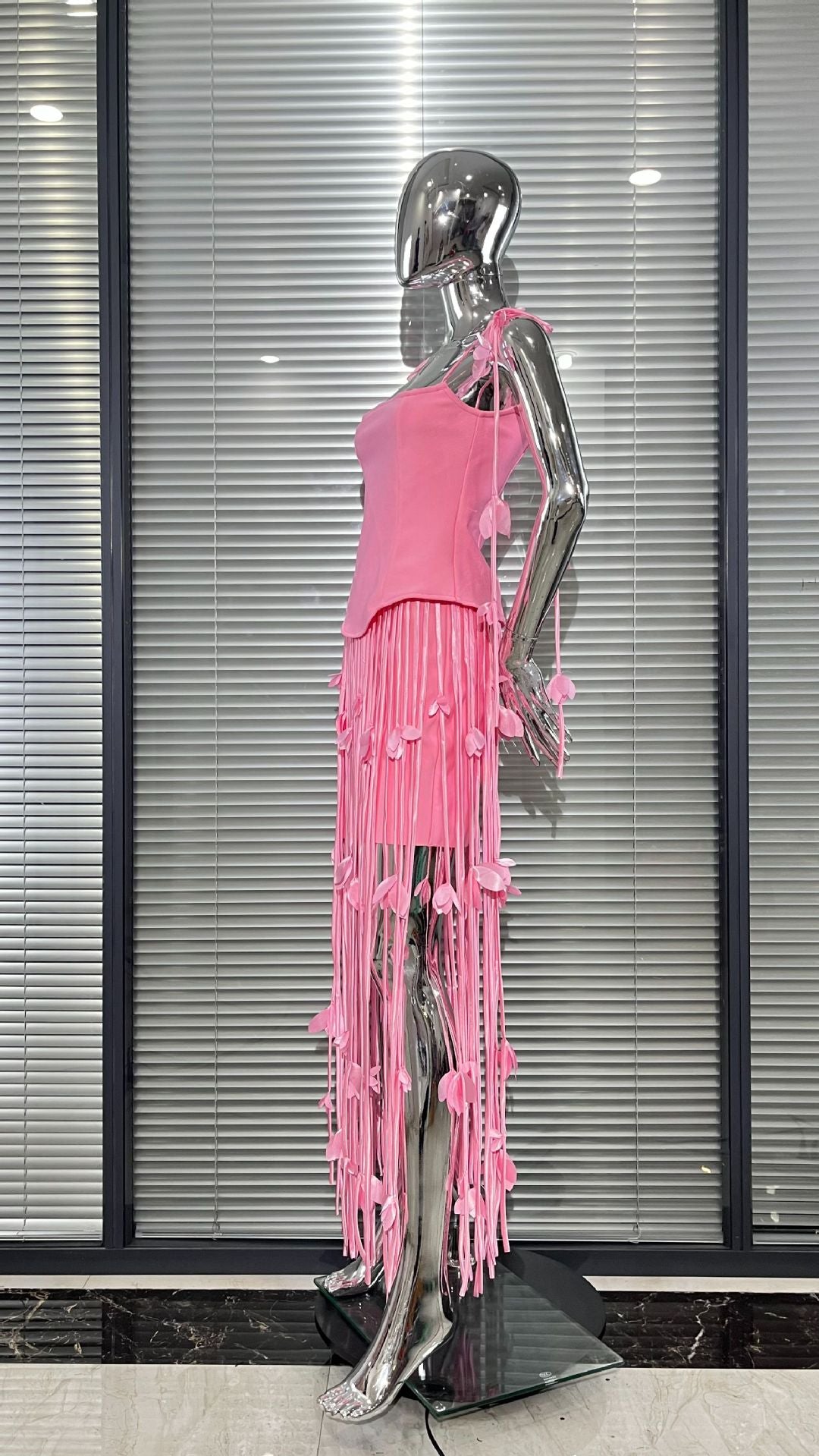 MB2107 Floral Fringe Tassel Bandage Mini Dress, Party Cocktail Gown