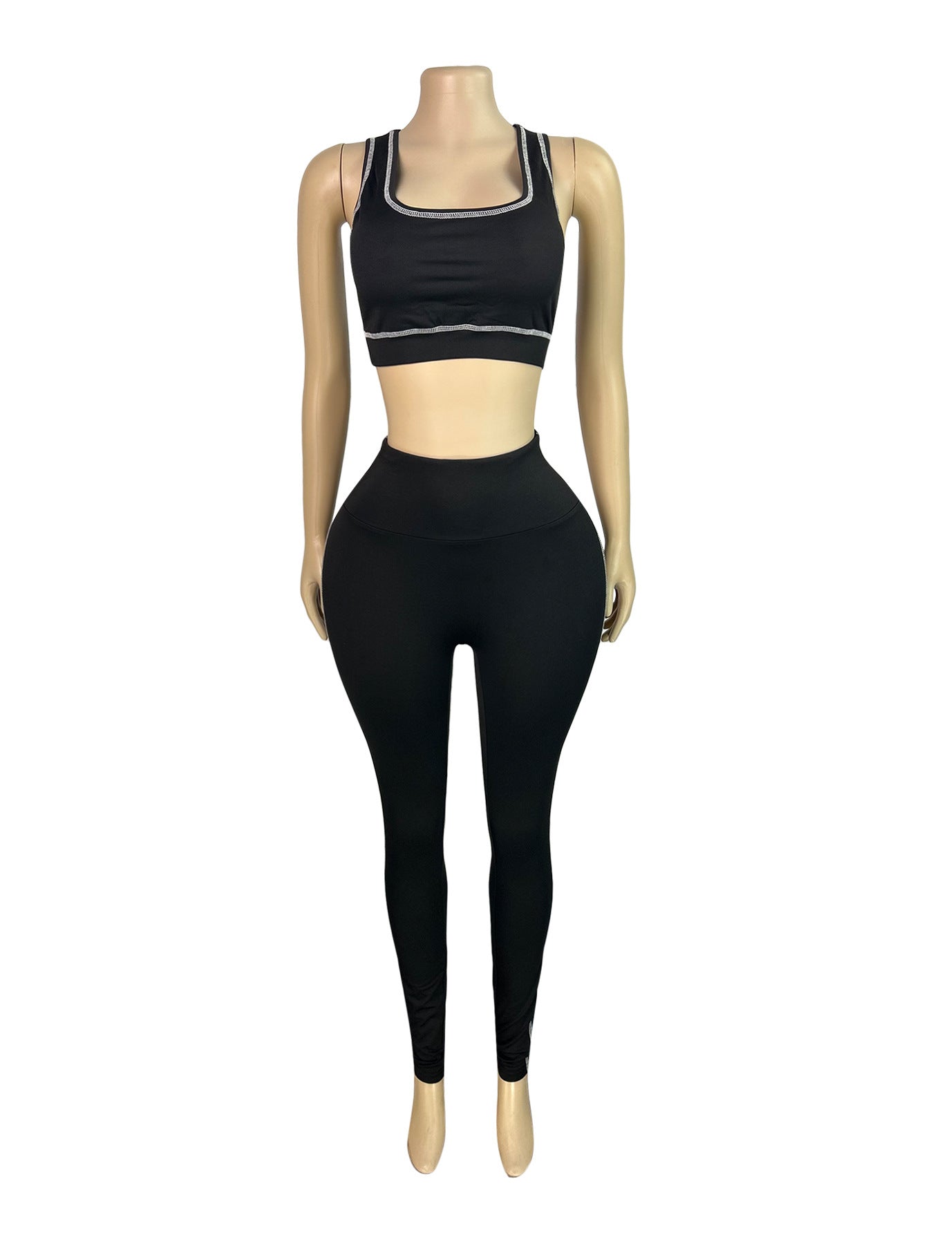 Women's 3-Piece Set: Racerback Crop Tank + Zip-Up Jacket + High-Waisted Leggings