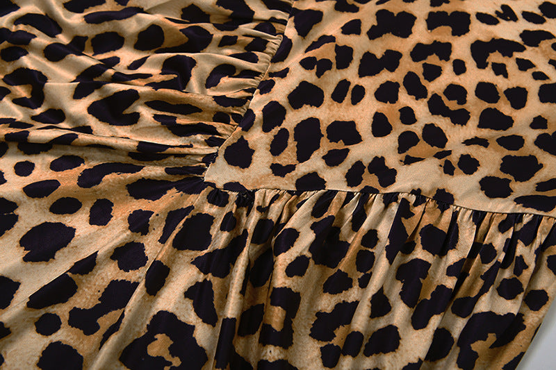 MB1117 Leopard Print Long Sleeve Maxi Dress