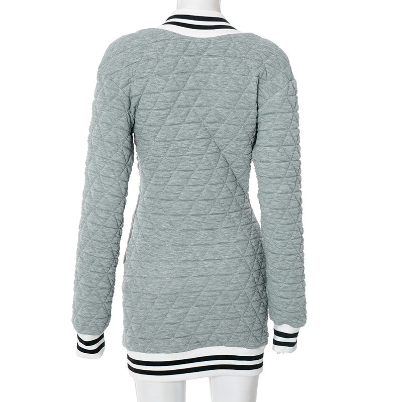 MB1069 Women's Deep V-Neck Sweatshirt Mini Dress