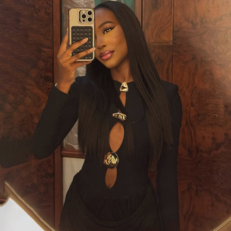 MB1423 Long Sleeve Cutout Mini Dress for Women