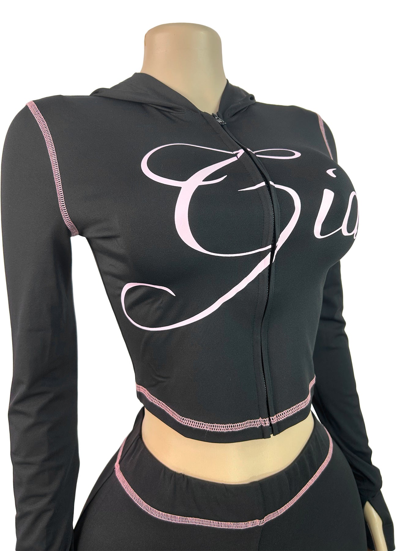 MB1717 Women’s Cropped Hoodie Tracksuit Set