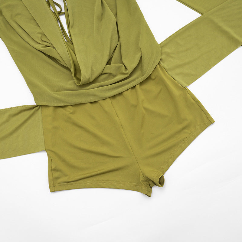 MB10195 Women Mesh Flare‑Sleeve Romper