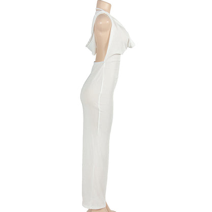 MB1303 Hood Backless Maxi Dress
