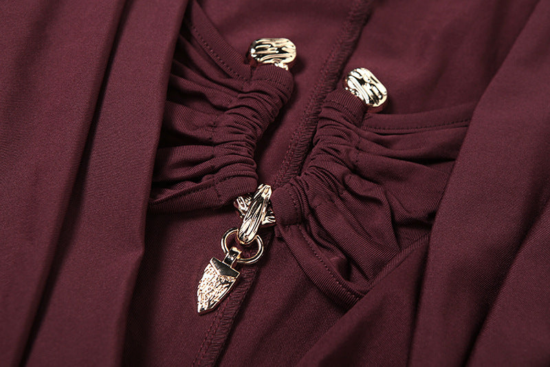 MB1501 Deep V Ruched Long Sleeve Romper