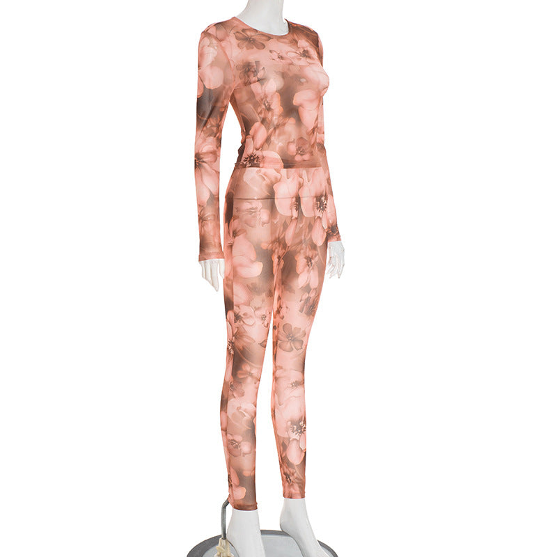 MB1046 Women's Floral Mesh Two-Piece Set