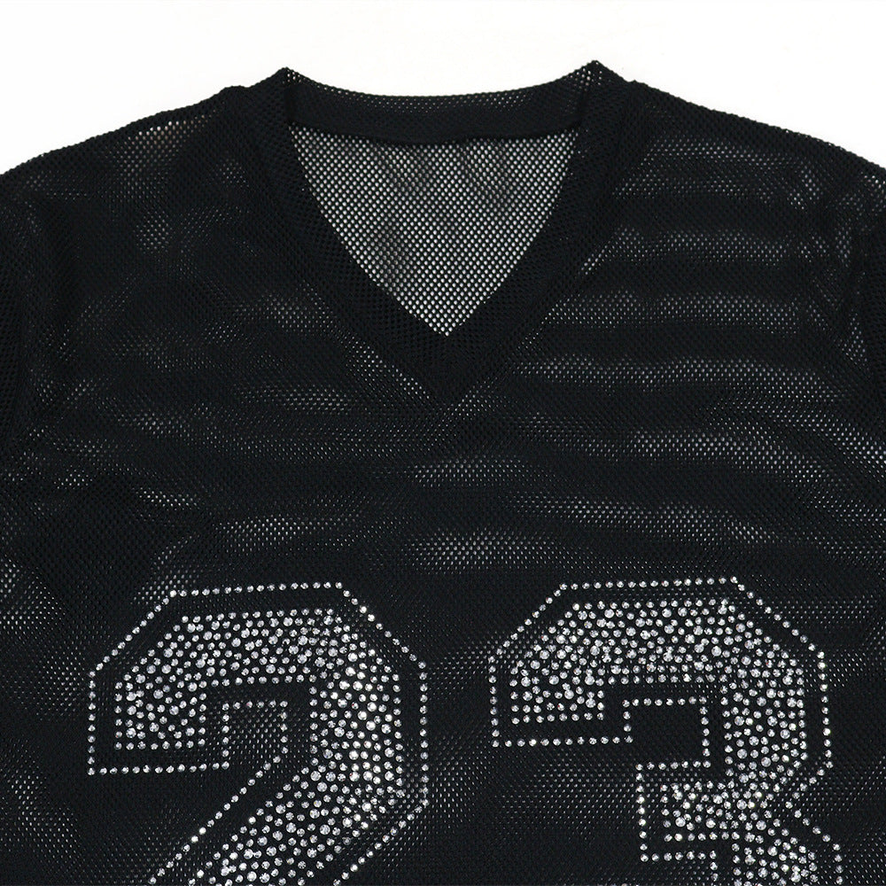 MB1205 Women's Mesh Rhinestone T-Shirt