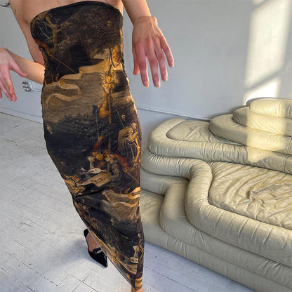 MB1001  Printed Bodycon Midi Dress