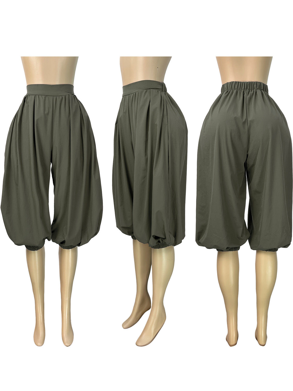 MB1737 High‑Waist Loose Lantern Harem Capri Cropped Pants