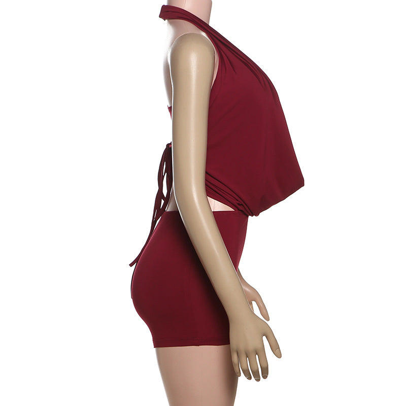 MB1503 Bodycon 2-Piece Set: Tube Top and Halter Romper