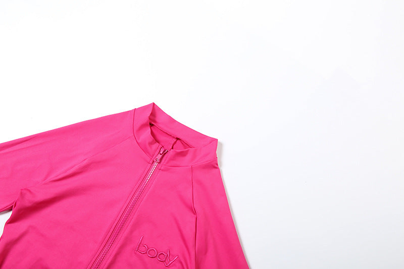 MB1508 Front Zipper Long Sleeve Bodycon Jumpsuit