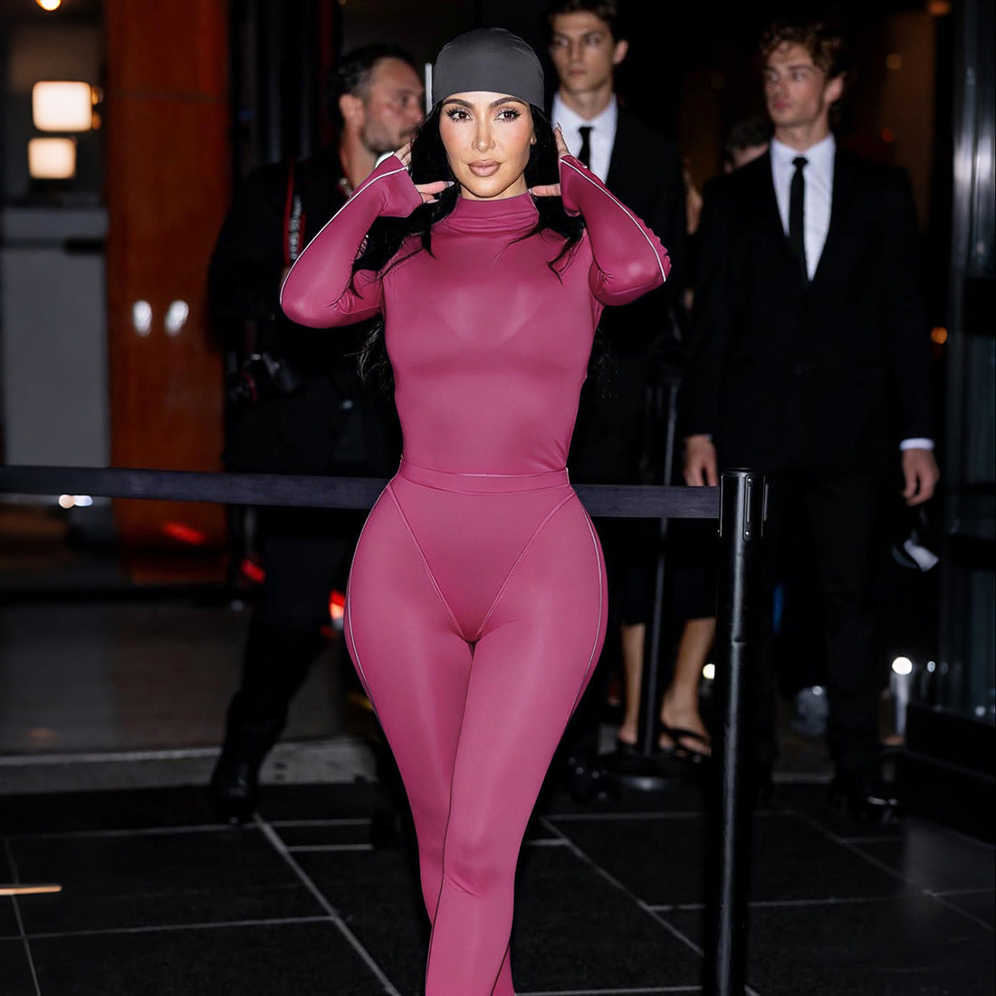 MB1804 Women's Sheer Bodysuit & High-Waist Leggings Two-Piece Outfit