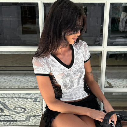 MB1003 Mesh Shirts for Women with Rhinestones